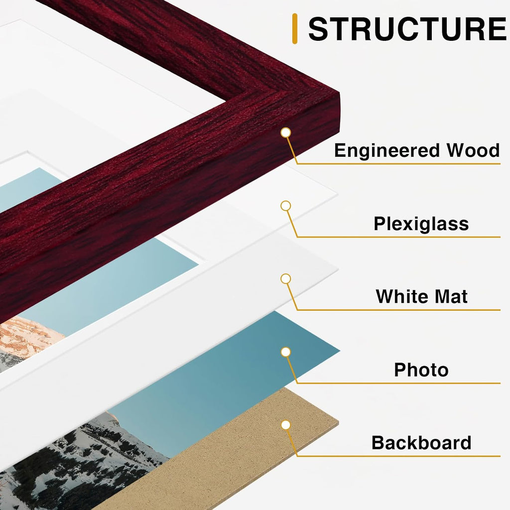 Vittanly 10 Pack Picture Frames Collage Wall Decor, Cherry Red