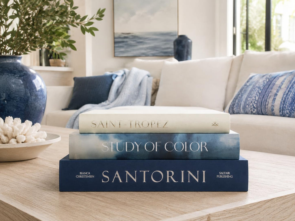 Set of 3 Oversized Decorative Coffee Table Books (Blue)