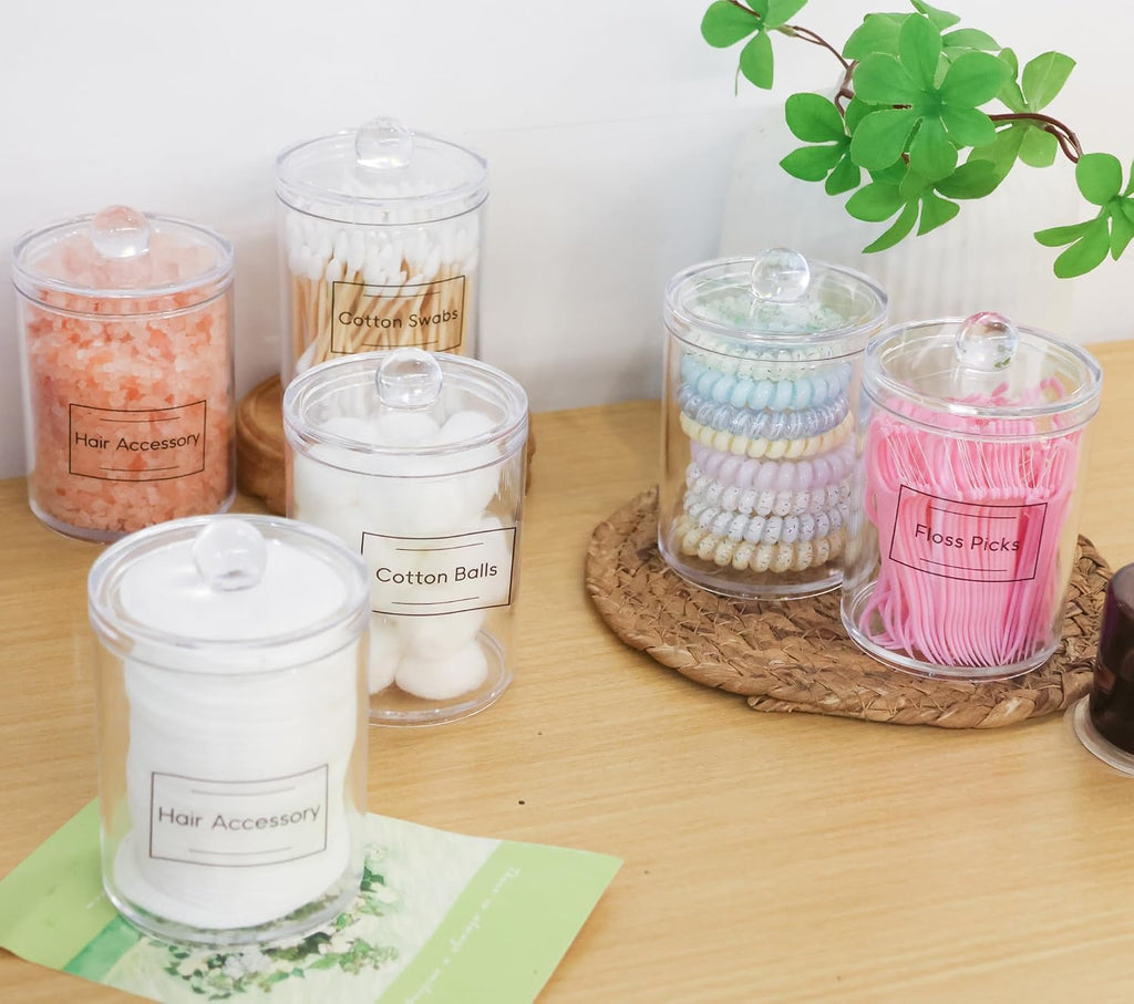 1 Pcs Acrylic Qtip Holder Dispenser,Canisters Apothecary Jar Set,12 oz