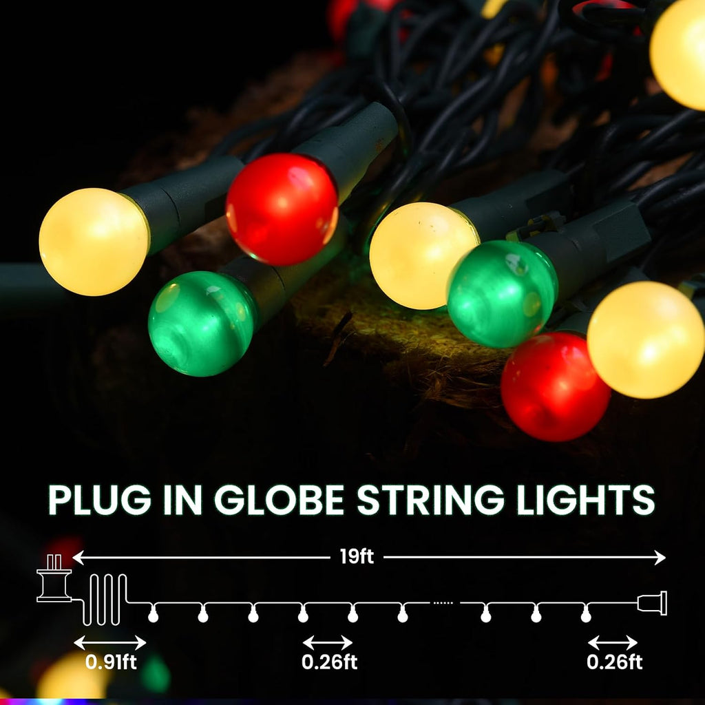 Fairy Globe String Lights - 70 LED, 19FT, Multicolor - UL Certified for Indoor/Outdoor Use - Christmas, Bedroom, Party, Tree, Holiday Decor