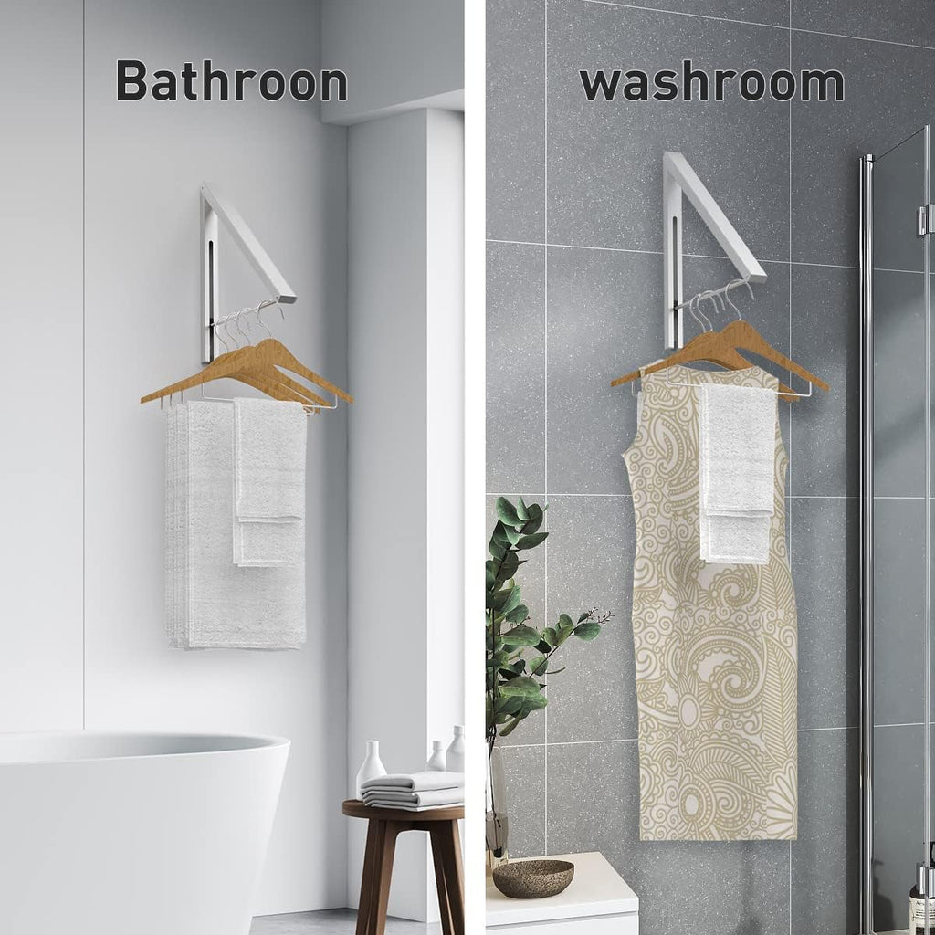Wall Mounted Drying Rack Clothes Hanger Folding Wall Coat Racks Aluminum Home Storage Organiser Space Savers