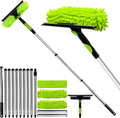 2 in 1 Window Squeegee Cleaner Kit Extension Pole, 152 in, Green