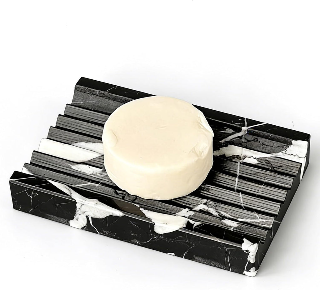 Marble Soap Dish and Tray, Soap Bar Holder for Shower Rectangular