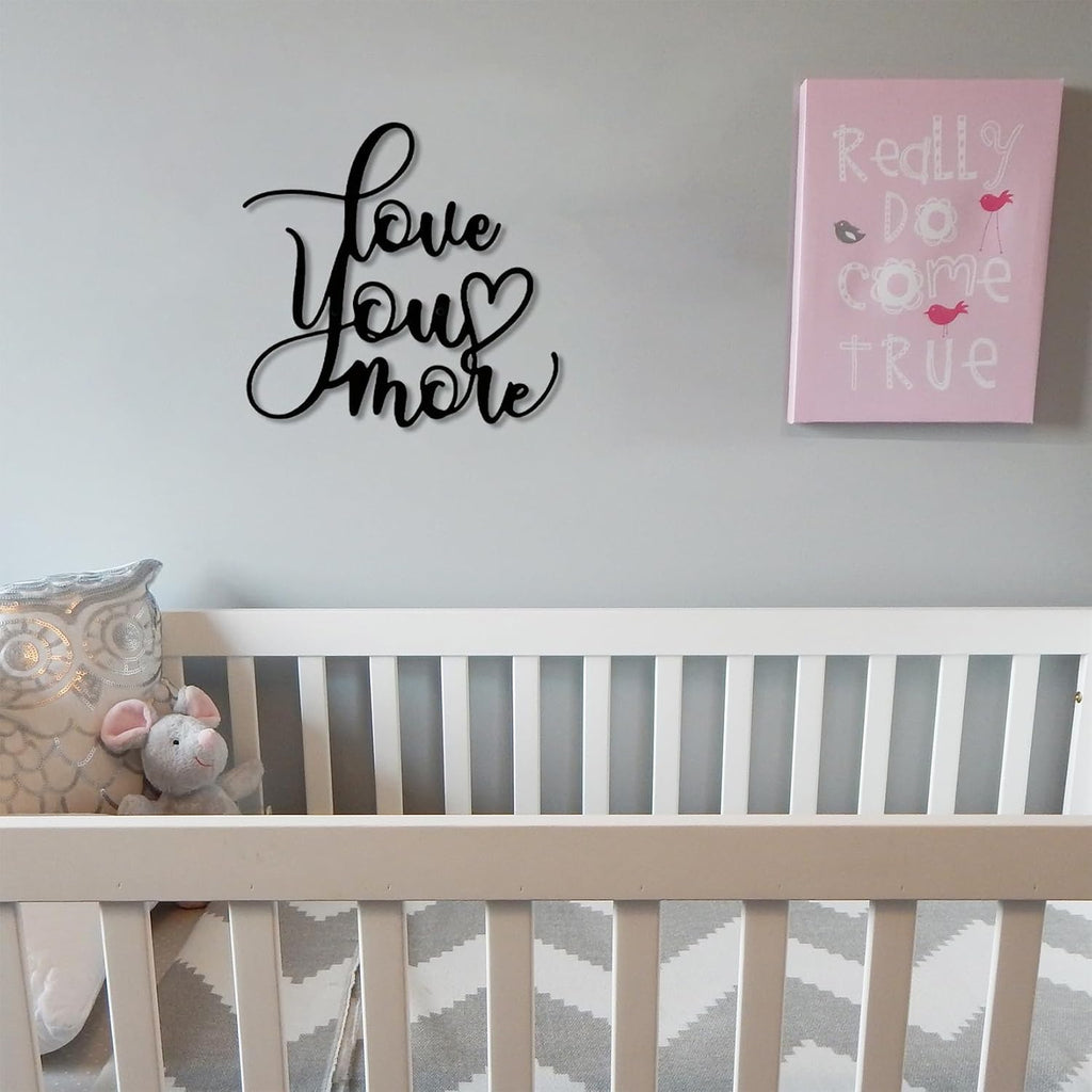 DUOOLN Love You More Wall Decor Blessed Art, Black Metal Text Signage Sign, Iron Hanging Sculptures, Home Inspirational Quotes, For Living Roo Bedside Table In The Bedroom Couples Gift - 9.8x9.4in