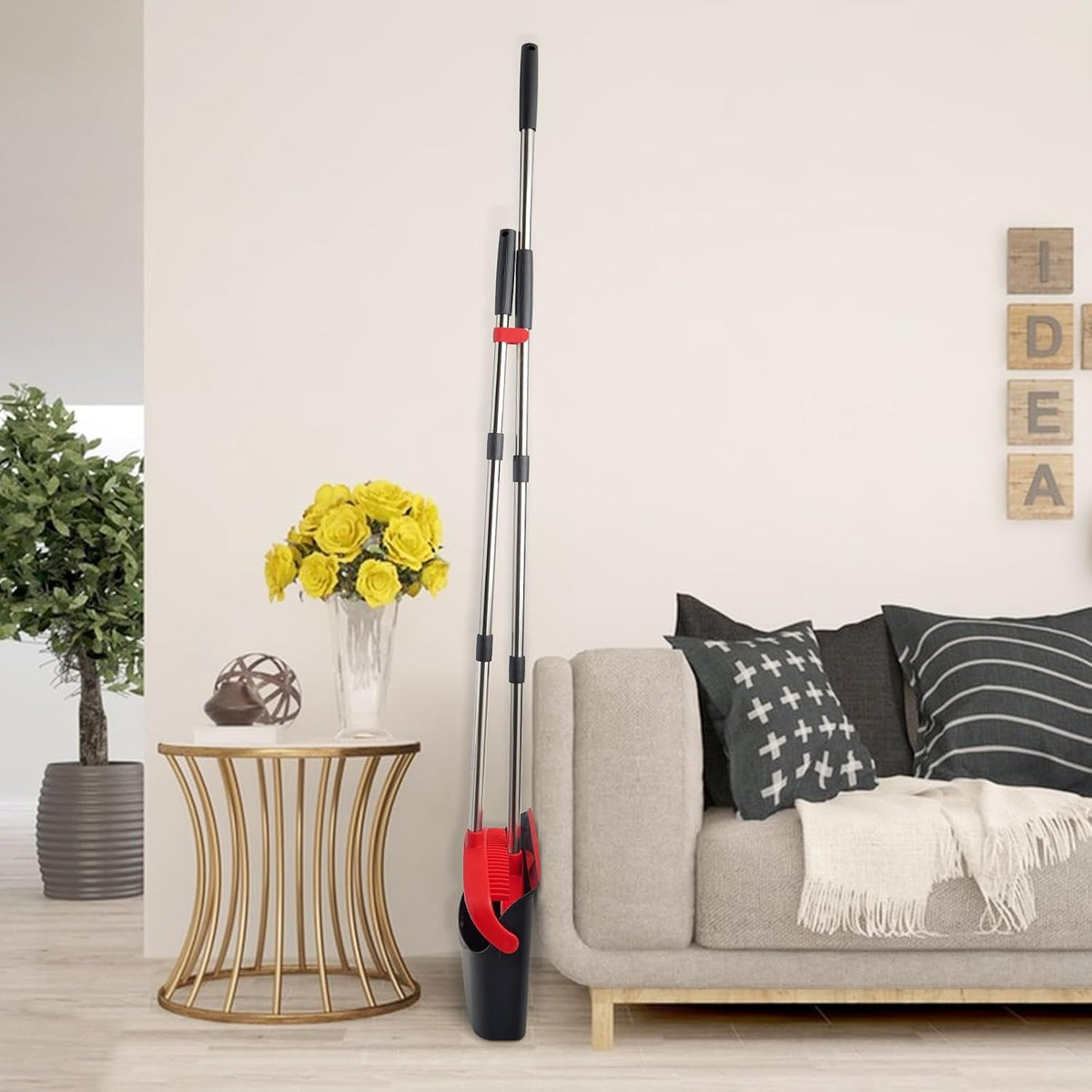 2-Pack Broom and Dustpan Combo Set,51" Long Handle,Black Red
