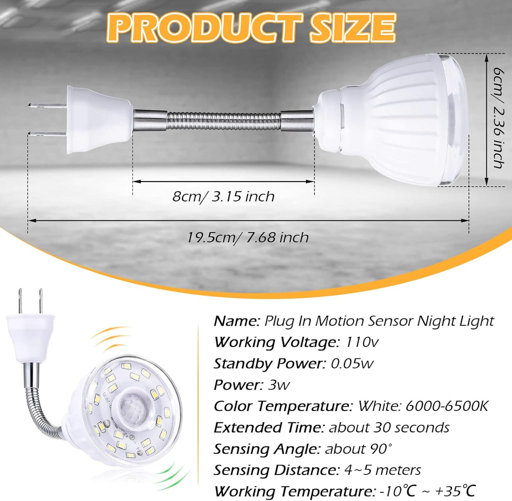3 Pack Motion Activated LED Night Light Plug in Sensor Light,Cool White