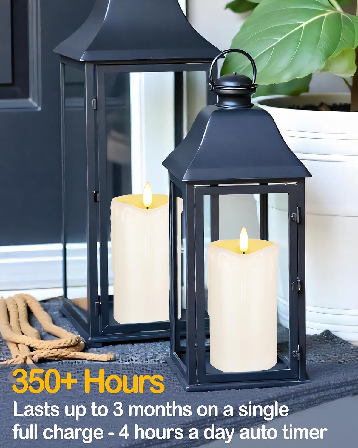 Gmnee 3"x6" Flickering Flameless Candles with Remote Timer, LED, Real Wax