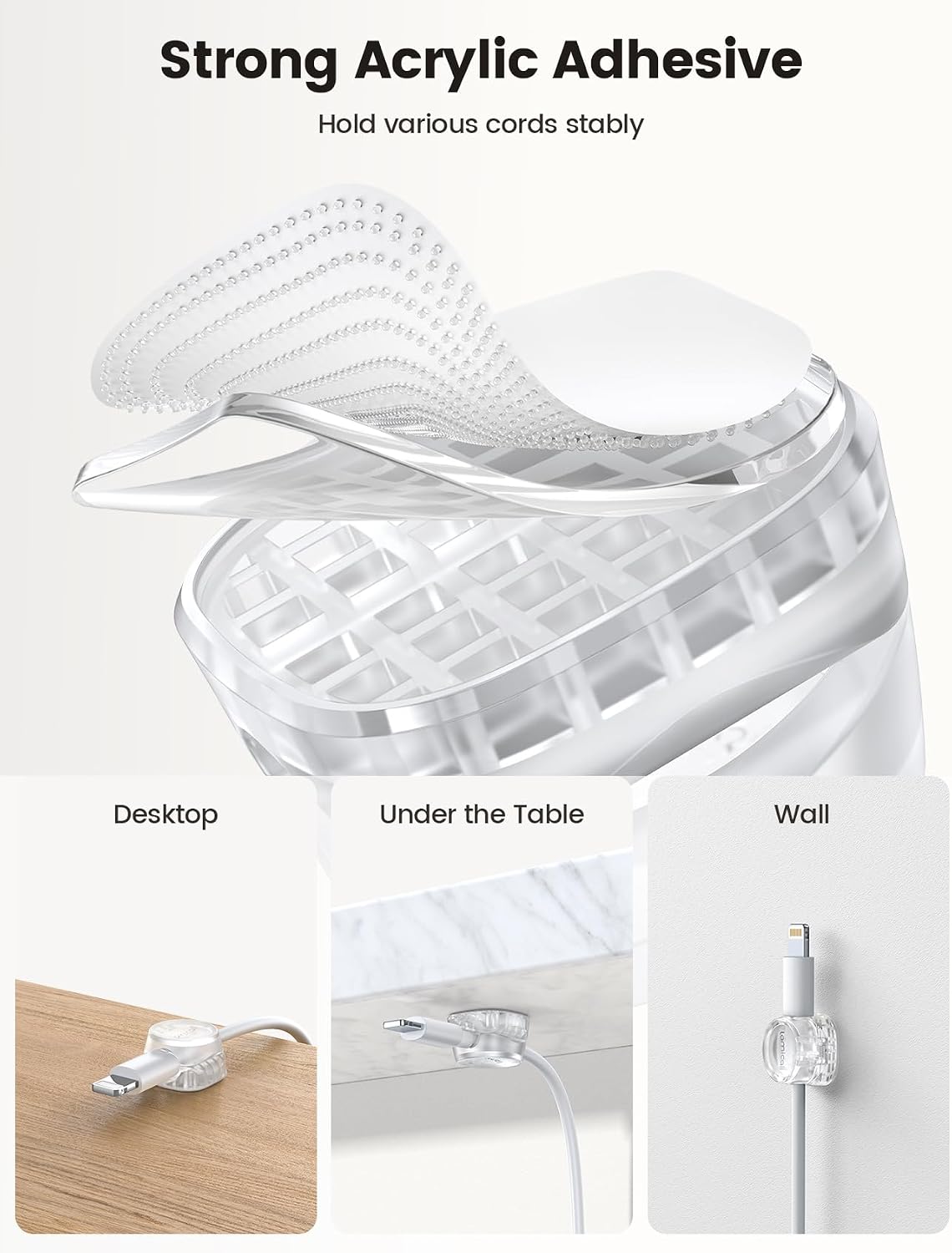 Lamicall 6 Pack Cord Organizer, Office Desk Accessories, Clear Cable Clips