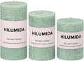 Sage Green Pillar Candles Set of 3 - Hand-Poured Unscented Candles,Smokeless Dripless Candles for Dinner Table and Home, Set of 3 in Different Sizes (3"x4", 3"x5", 3"x6")