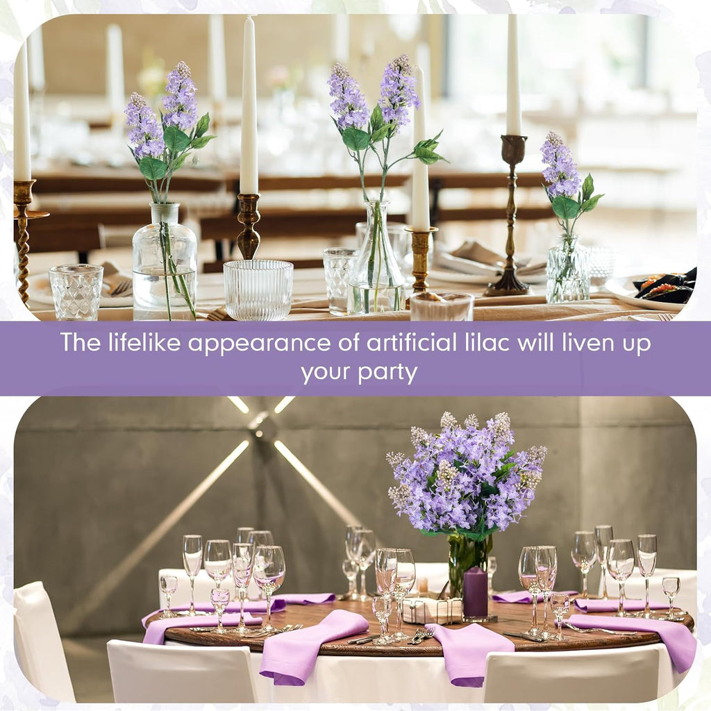 Thiccywoov 10 Pcs 24" Purple Artificial Lilac Flower for Table Centerpieces