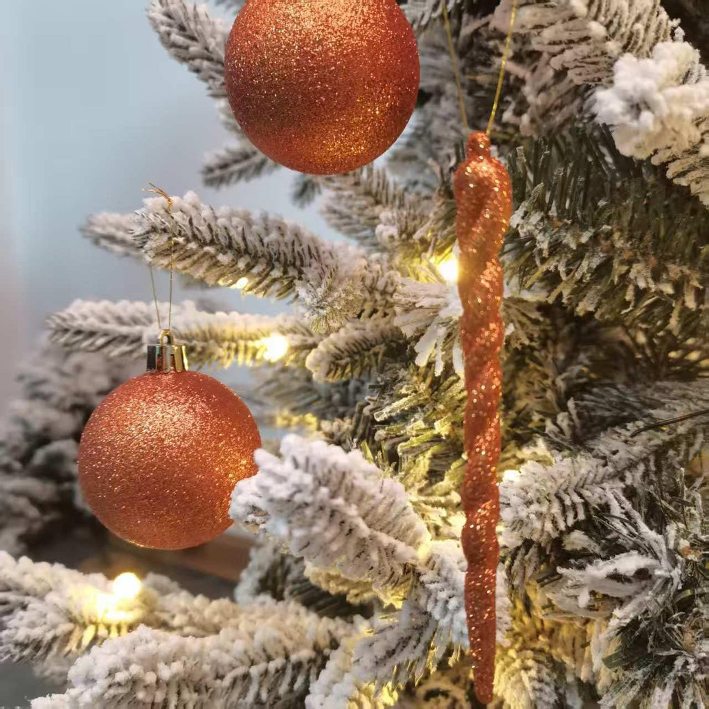 YYCRAFT Glitter Orange Shatterproof Christmas Ornament 6cm Unique Color Ornament for Holiday Decor Wreaths Garlands Box Set (9 Pack,Orange)
