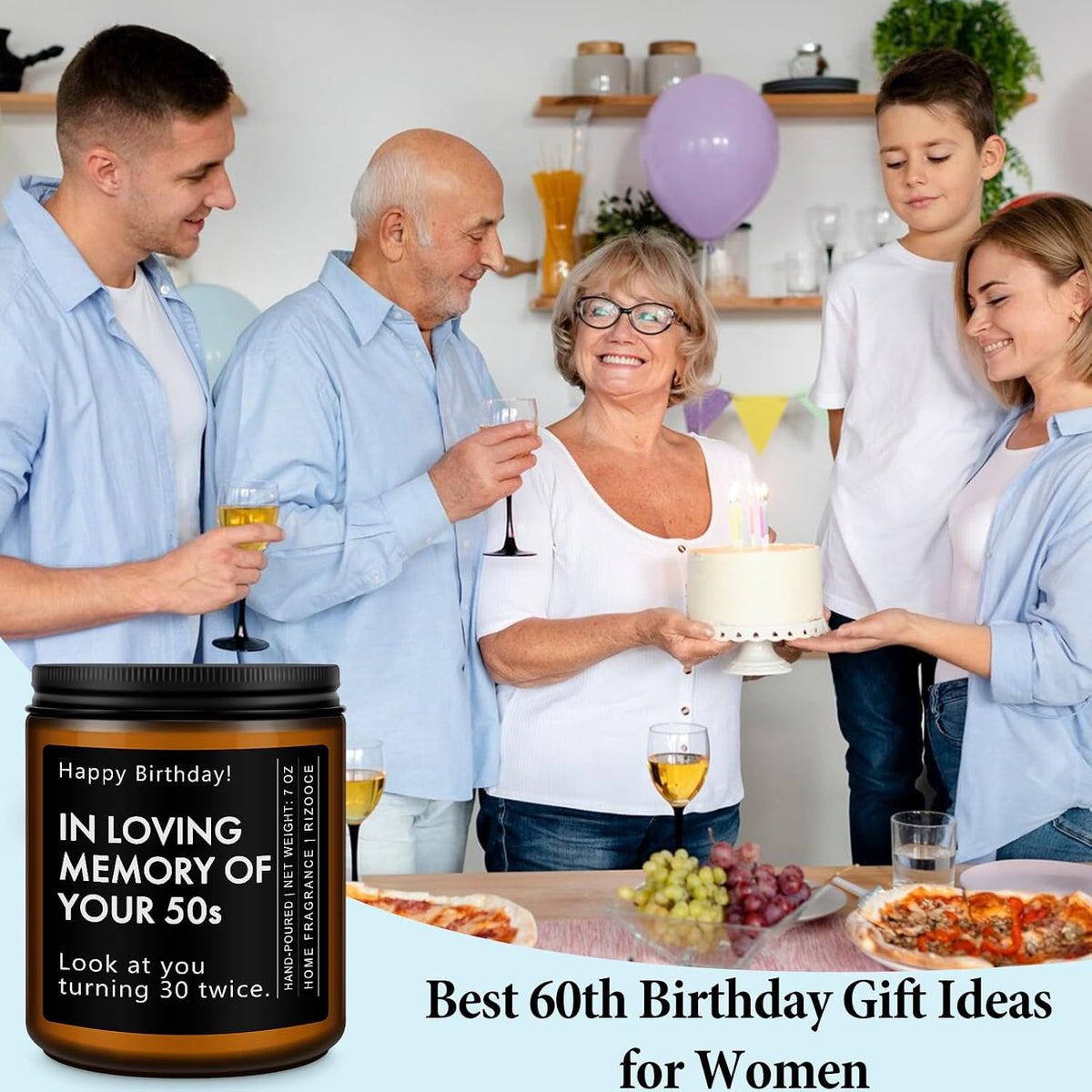 60th Birthday Gifts for Men Women, 1966 Birthday Scented Candle