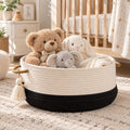 KAKAMAY Woven Baskets for Storage(16"x8"),Blanket Basket for Organizing Living Room,Cotton Rope Basket Woven Baby Laundry Hamper,Collapsible Laundry Room Organization,Clothes,Toy Chest(Black)
