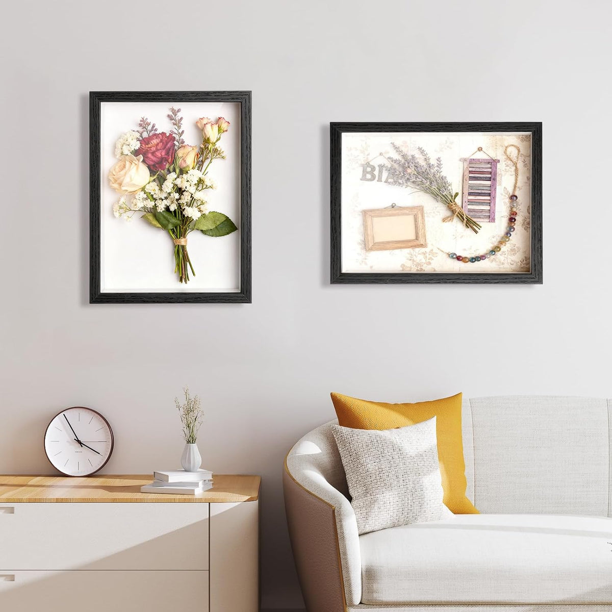 2 Pack Shadow Box Frame 11"x 14" - Wood Deep Shadowbox with Glass