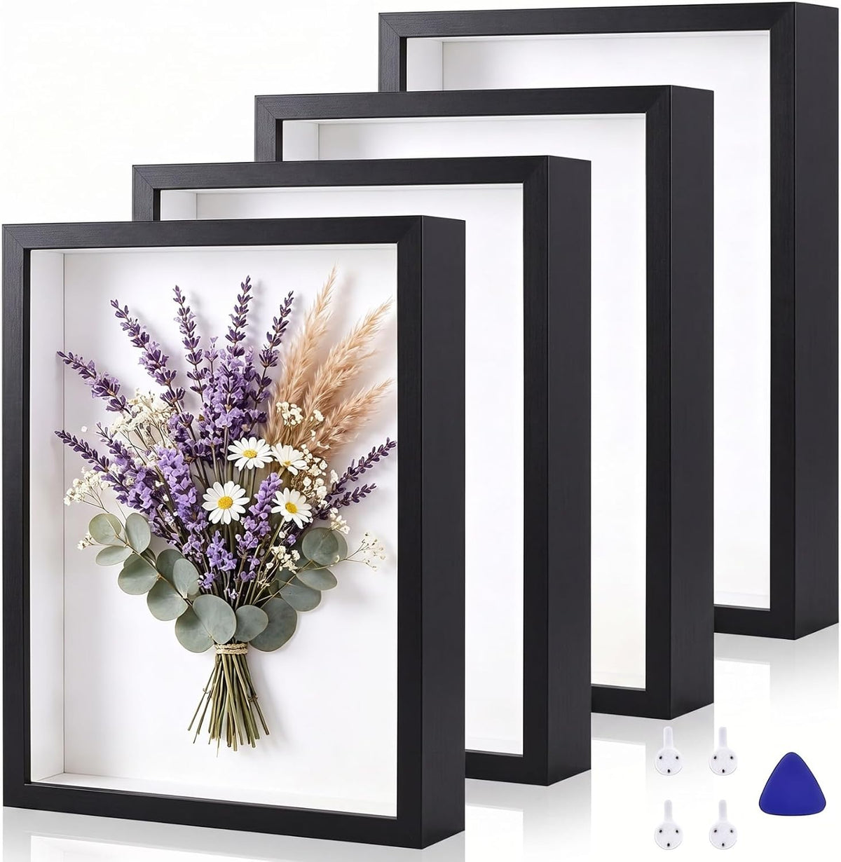 4 Pack Shadow Box Frame Display Cases, 8"x10" Wood Shadow Boxes