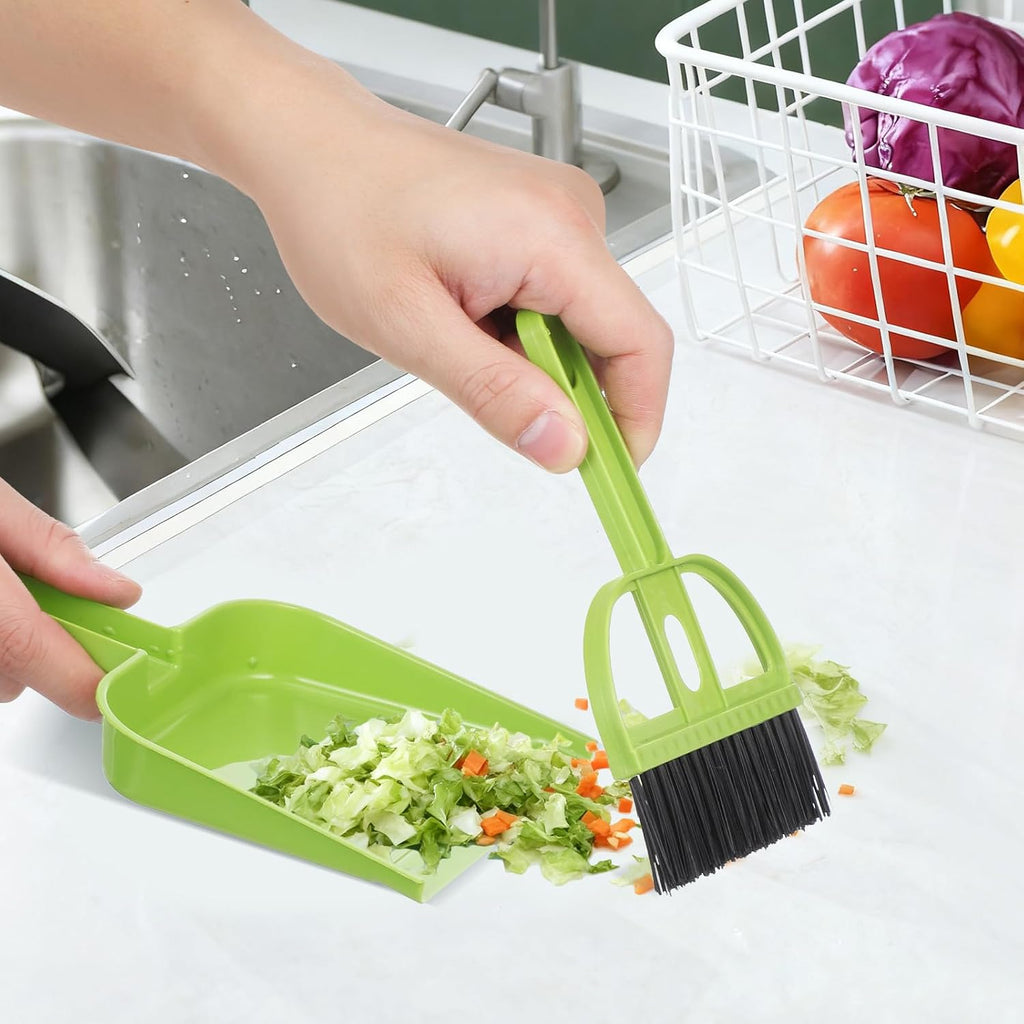 Sewroro Mini Broom and Dustpan Set 6 Pack Desktop Broom and Dustpan Combo for Home Office Cleaning Brush for Keyboard Windowsill Counter Compact Handheld Sweeping Tools
