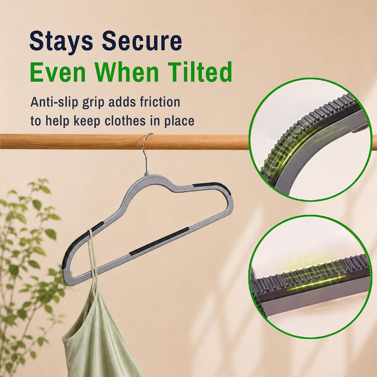 Plastic Hangers 30 Pack, Non-Slip Space-Saving Clothes Hangers, Gray