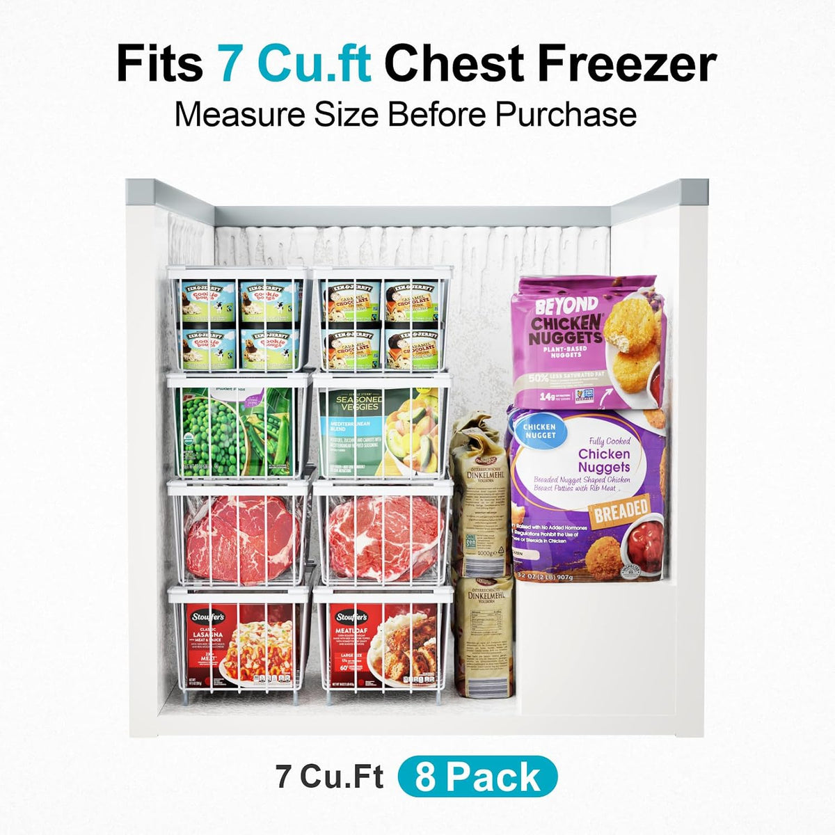 iSPECLE Freezer Organizer - Small Storage Baskets for 7 Cu.Ft, 3 Pack