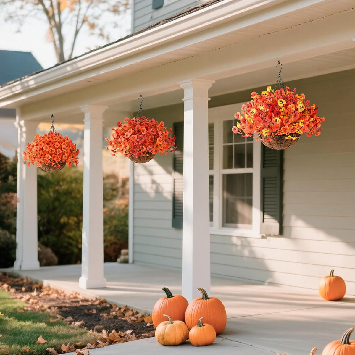 Artificial Pansy Faux Fall Flowers Plants for Outdoors Porch Decoration