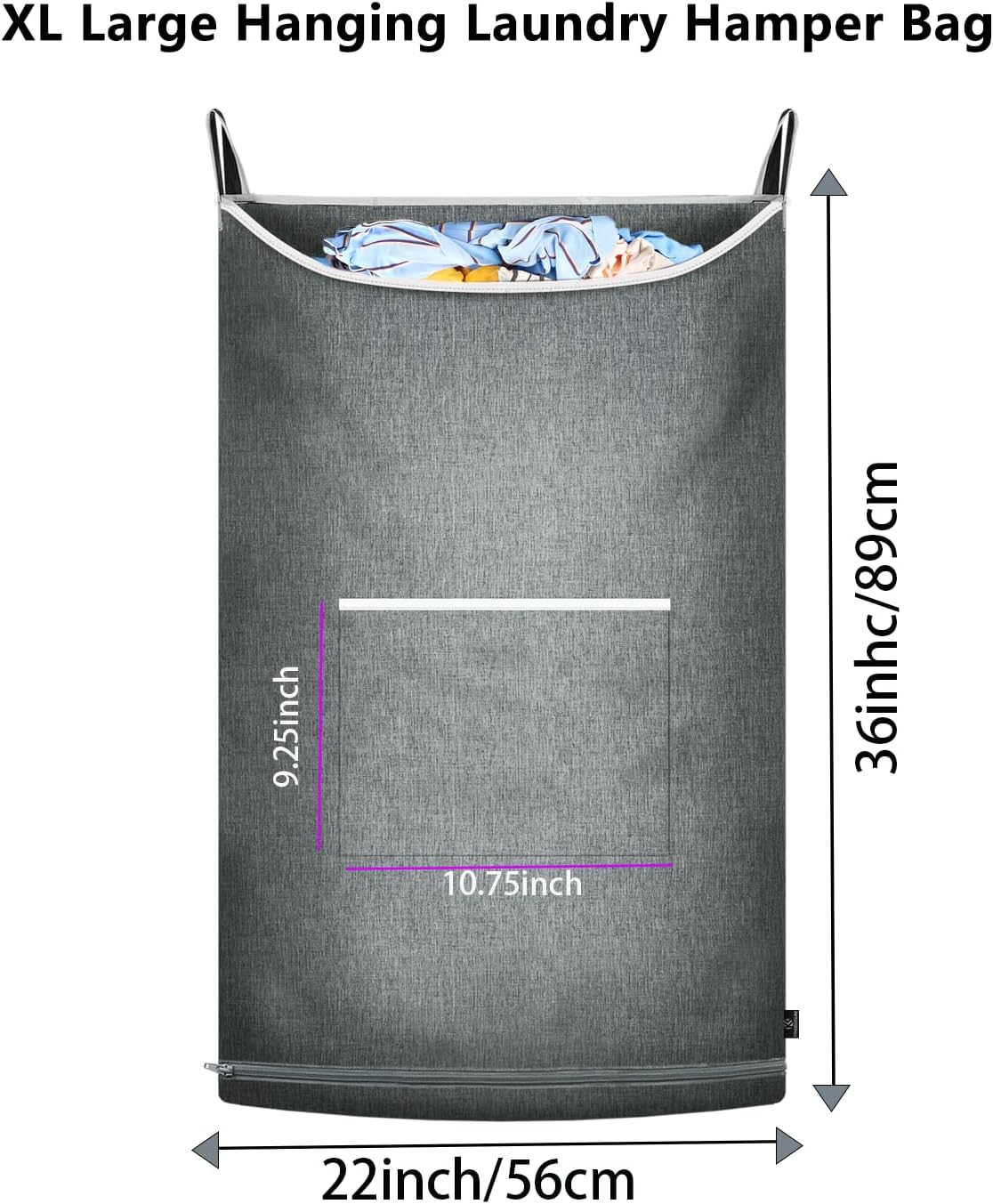 2Pcs XL Hanging Laundry Hamper,Over the Door Hamper Bag for Bathroom, Home.