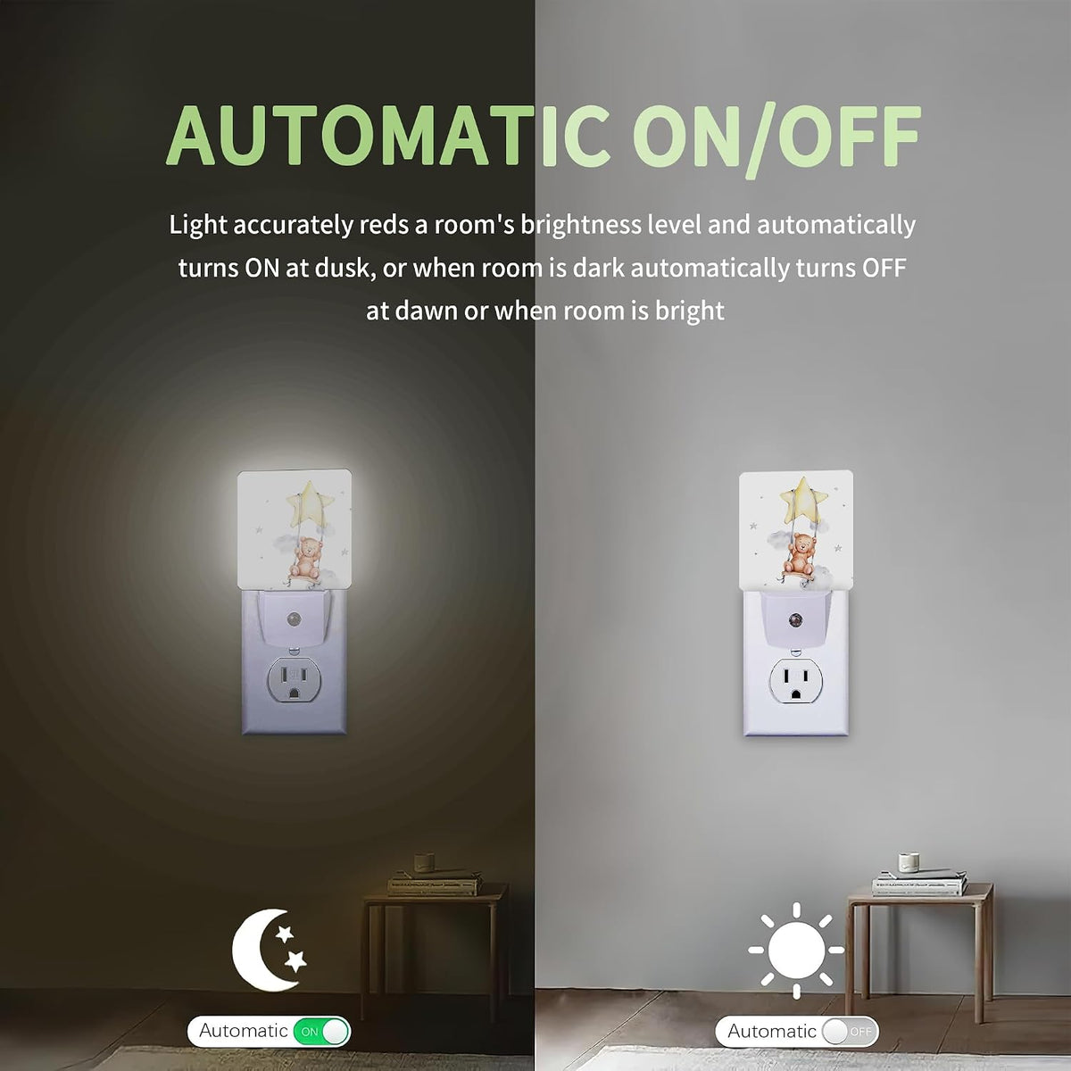 Teddy Bear Night Light, Cute Night Light Plug into Wall with Dusk to Dawn Sensor, LED Lamp Energy Saving Lights for Men Women Boys Girls,Lamp for Bedroom Bathroom Hallway