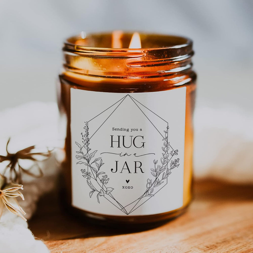 ThreeKin Warm Hugs Scented Candles for Home, Natural Soy Wax, Relaxing Aromatherapy Gifts, Essential Oils Scented, Long-Lasting Candle Burns for 75-Hours, Lemongrass Lavender Scent