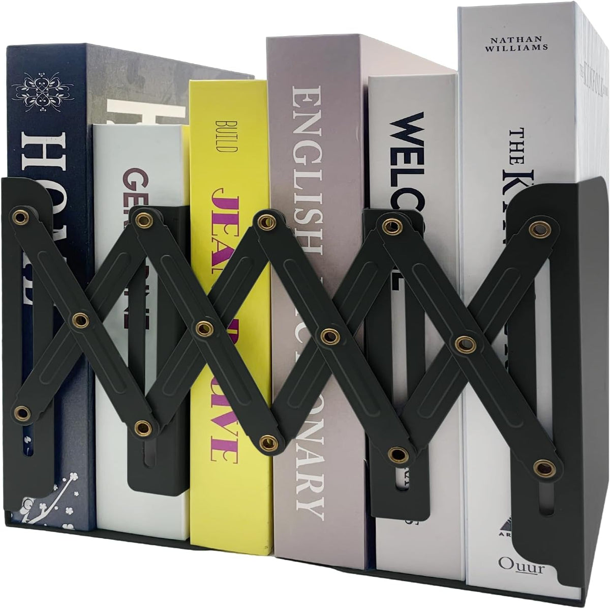 Ysenchan Heavy-Duty Adjustable Metal Bookends - Non-Slip Bookshelf Organizer for Desks, Decorative Book Holder for Magazines & Heavy Books