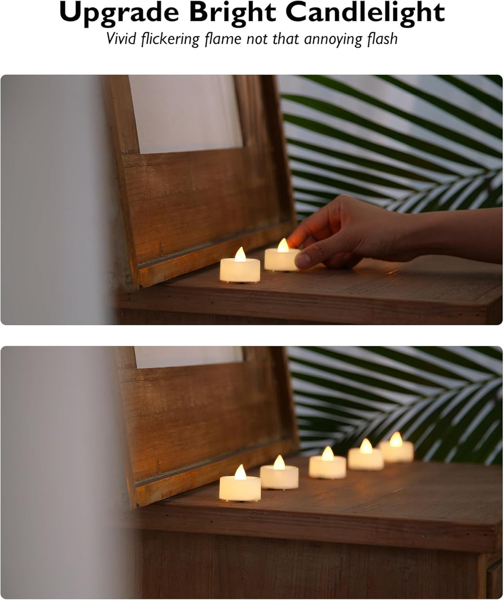 BEICHI 24Pcs Flameless LED Tea Lights with Remote & Timer,White Base,400Hrs