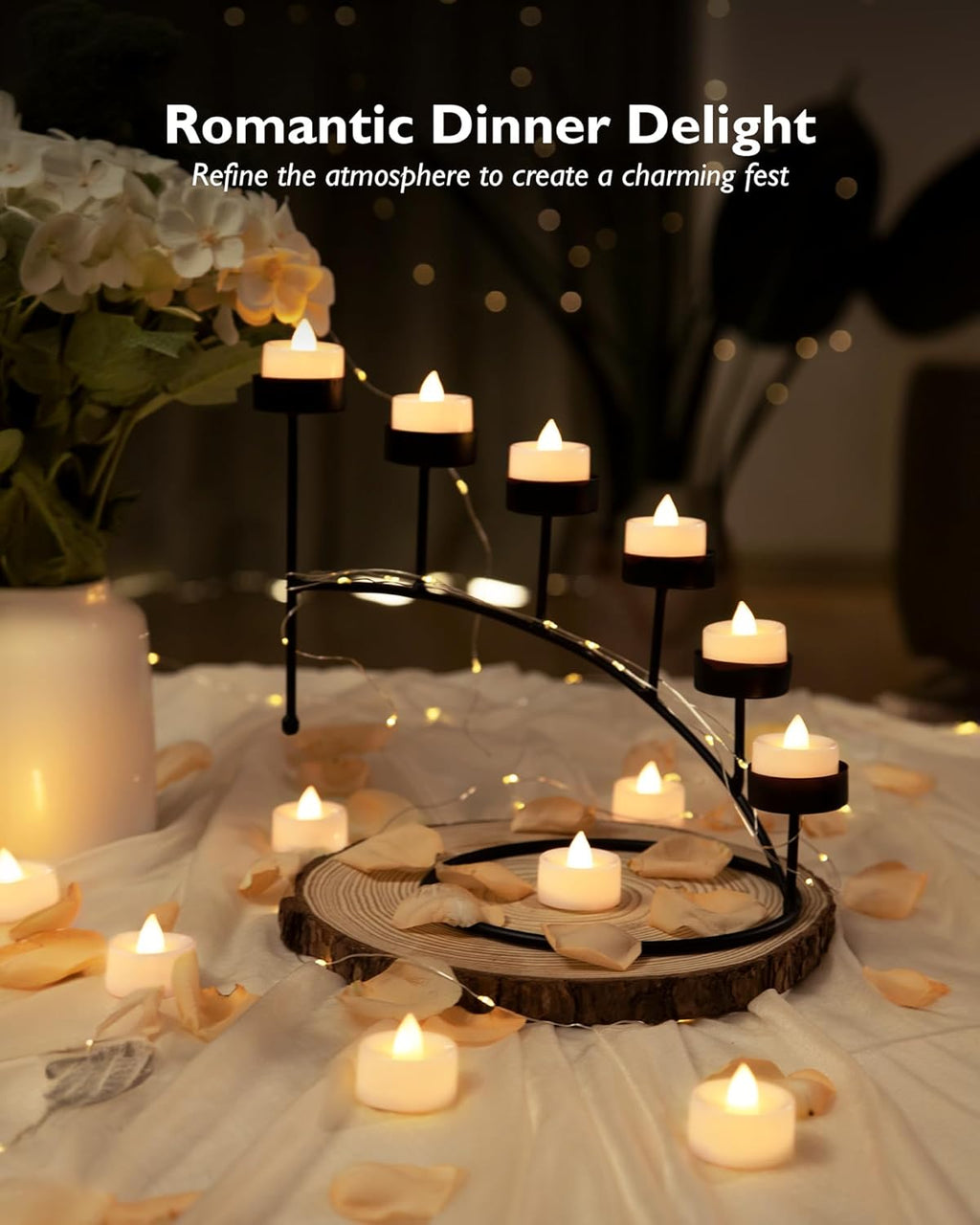 BEICHI 24Pack Battery Operated Tea Lights with Timer, 6H Timer Built-in