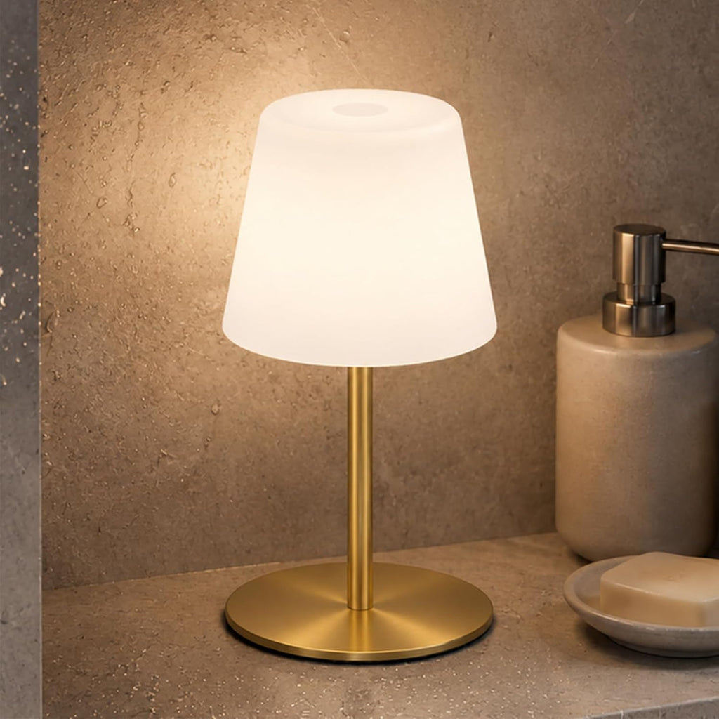 IP65 Waterproof Shower Lamp, Cordless Rechargeable Table Lamp, Gold