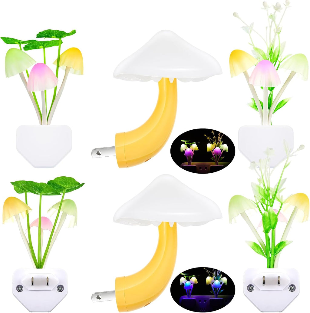 Mudder 6 Pack Mushroom Night Light,Water Plants, Lotus Leaves, Mushroom