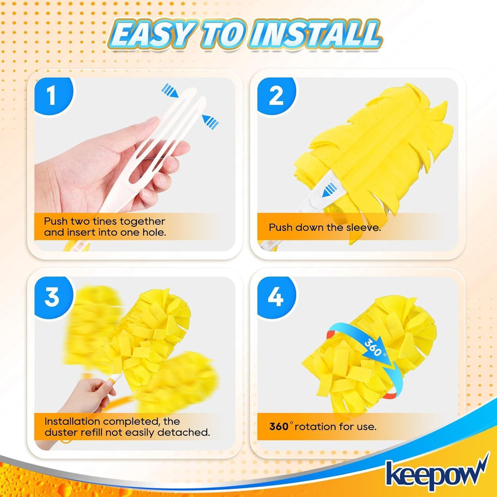 KEEPOW 12 Pack Refills Compatible with Swiffer Ext Handle, 360 Heavy Duty