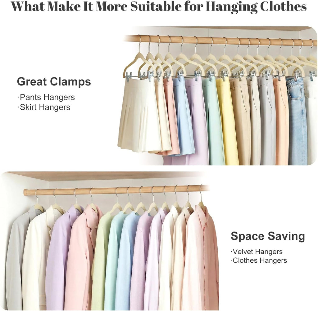 HOUSE DAY Velvet Skirt Hangers 12 Pack, Beige Velvet Pant Hangers