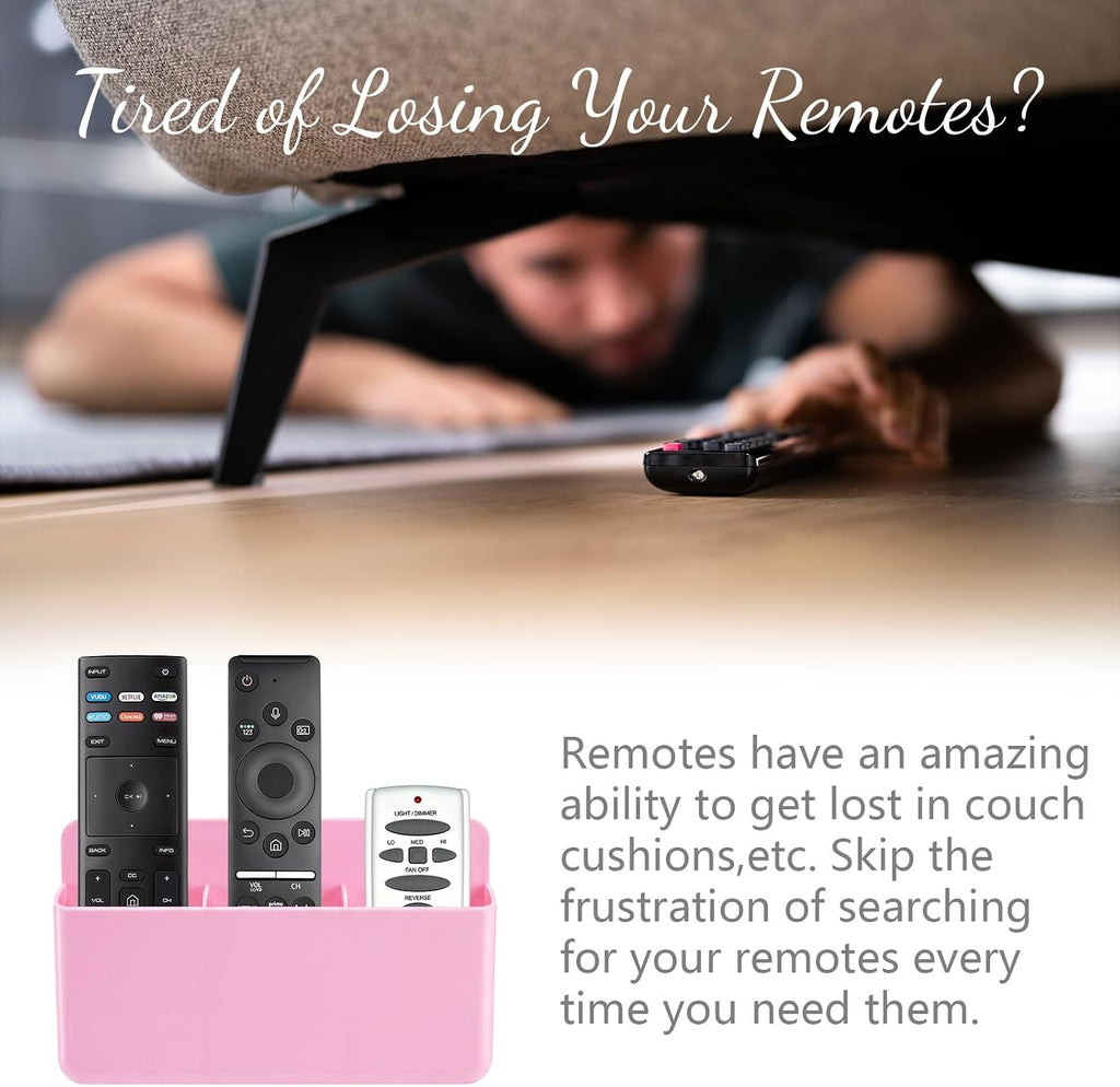 3 Slot Remote Control Holder, TV Remote Holder Wall Pen Storage Accessories for Home Office School (Pink)