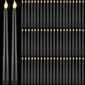 Retisee 60 Pcs Halloween Black Flameless Taper Candles 11'', Black