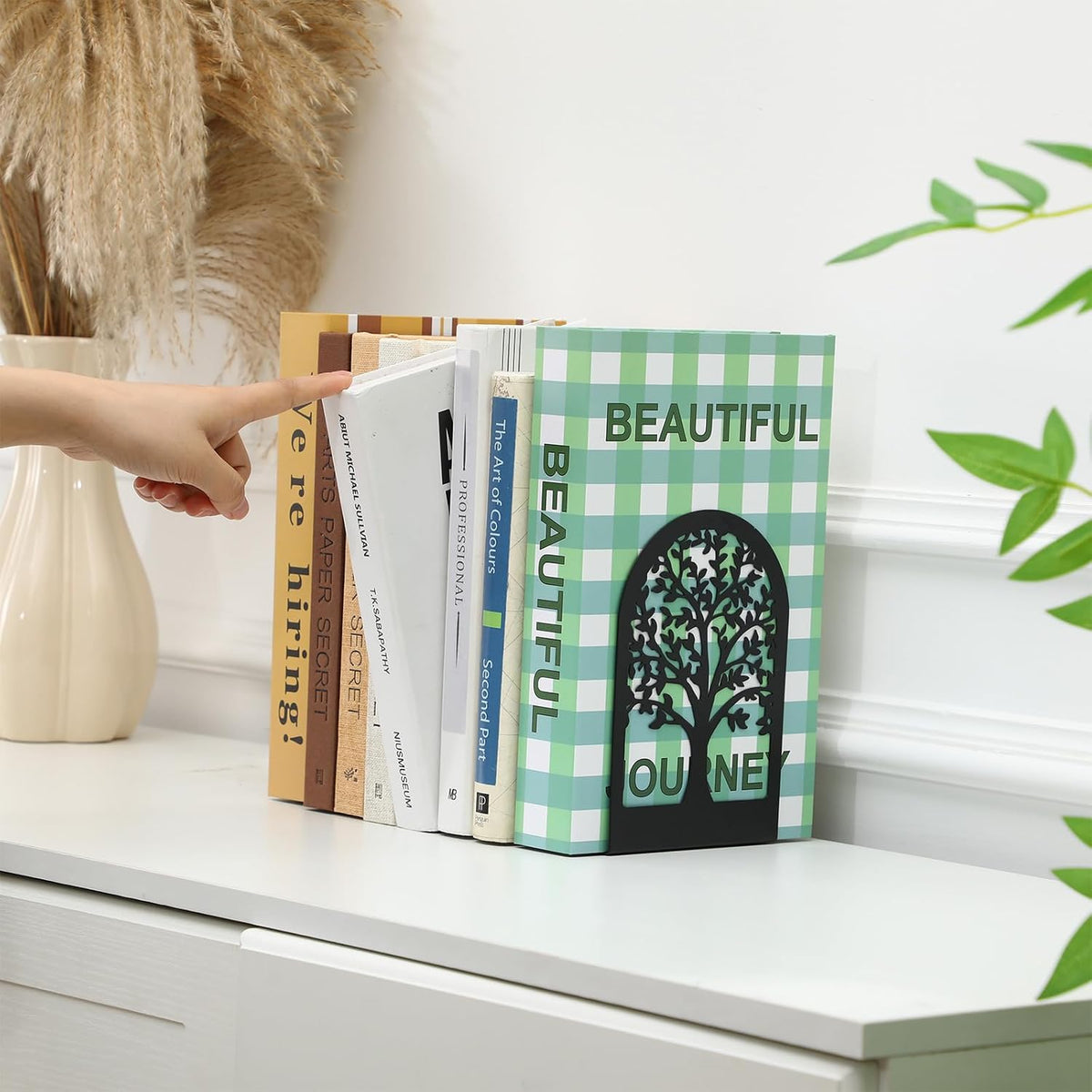 5 Pairs Metal Book Ends for Shelves, School Decorative Bookends,Modern