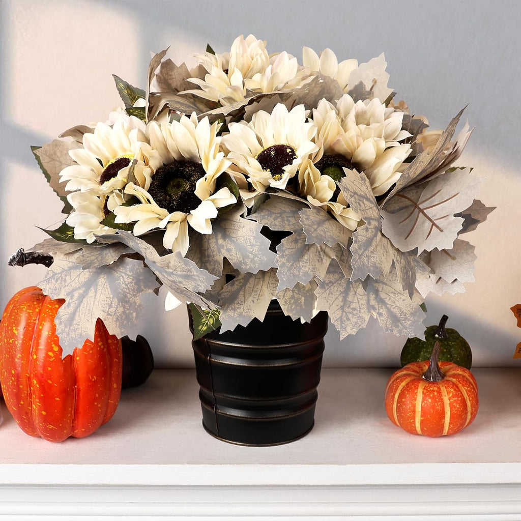 16 Bundles Fall White Artificial Fall Flowers with Maples