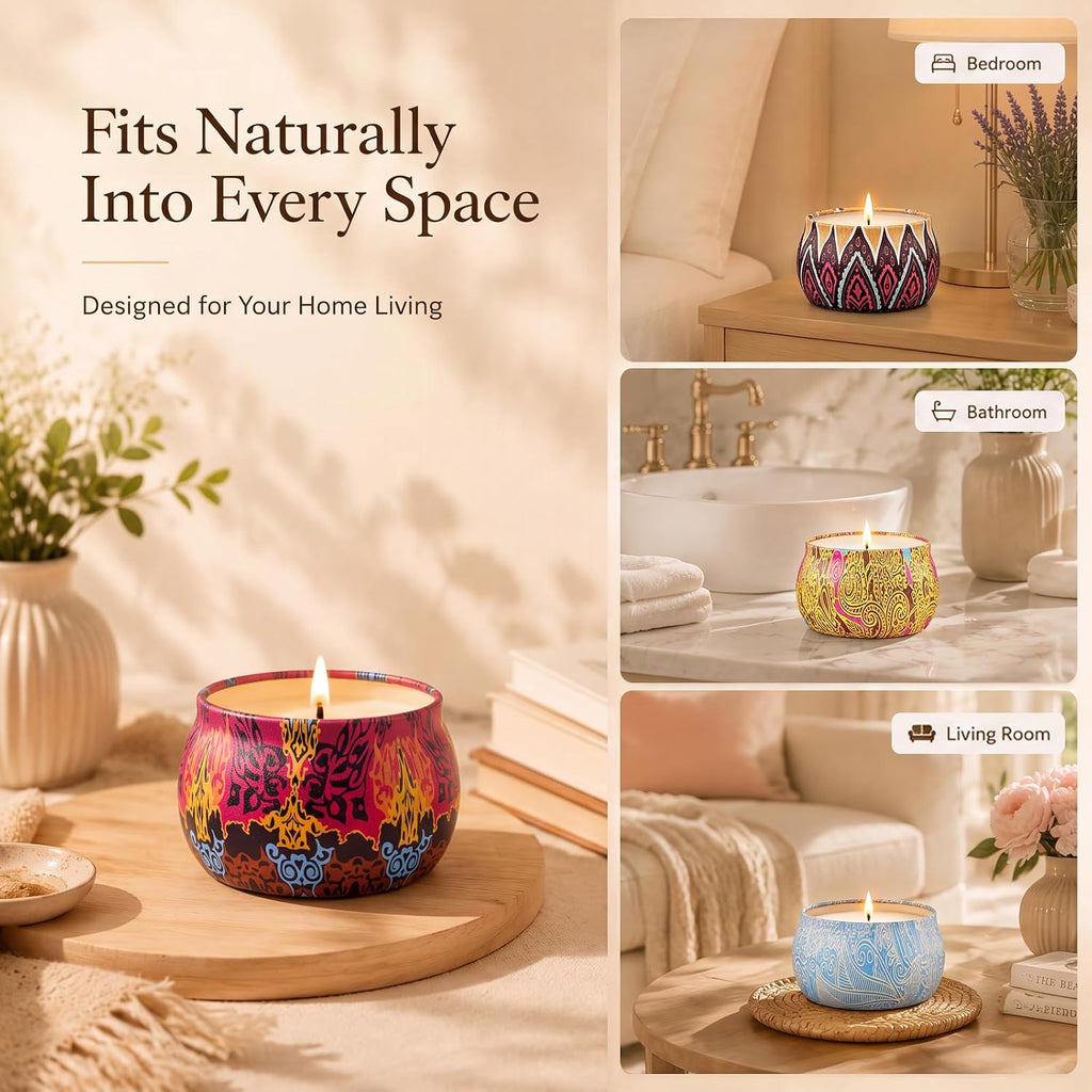 Scented Candles for Women, 4 Pack Candle Gift Set with Magnetic Gift Box