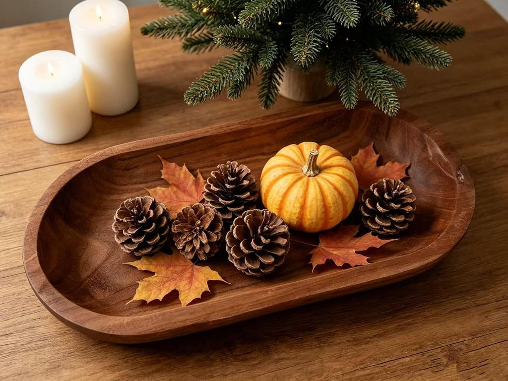Large Wooden Dough Bowls 20"x10" One-piece Whole Wood Wooden Bowl Hand Carved Home Decor for Dining Table Center, Living Room, Kitchen Decor