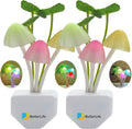iBetterLife Sensor Mushroom Night Light - 2 Pack Color Changing Plug in Wall LED Mushroom Nightlight with Dusk to Dawn Sensor Auto On/Off Cottage Core Decor Lamp, Super Power Saving