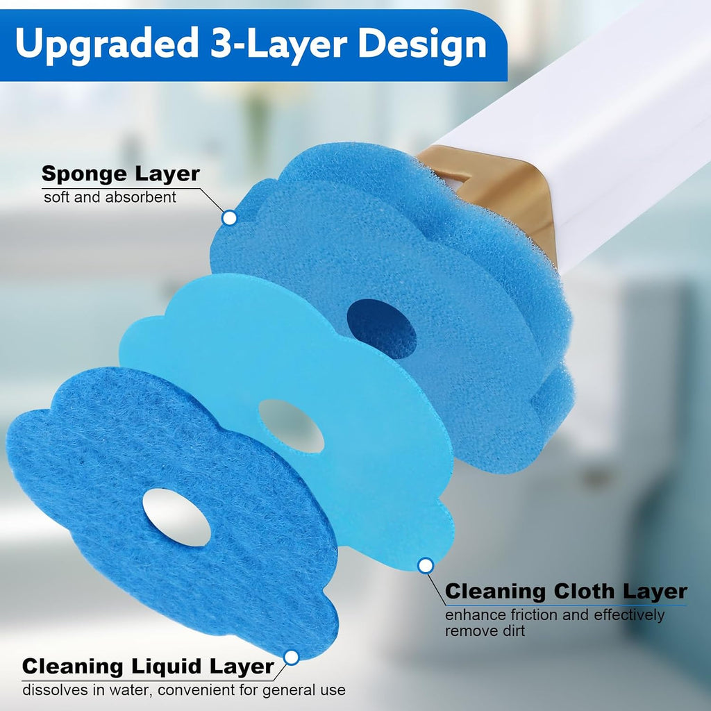 wlich Disposable Toilet Brush Set With 48 Refills, Wall-Mount Holder