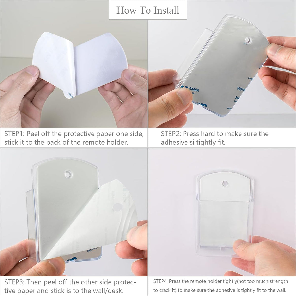 noonebutyou 3 Pcs Remote Control Holder Wall TV Remote Holder Self Adhesive No Drilling Marker Holder, Wall Pen Holder Containers for Home Office School (Clear)