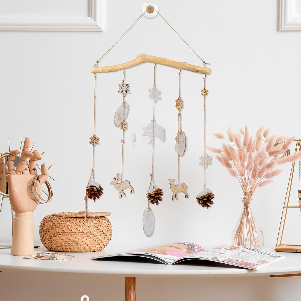 Chunful 4 Pcs Driftwood Wall Hanging Jewelry Hanger, 15 Inch with 5 Hooks