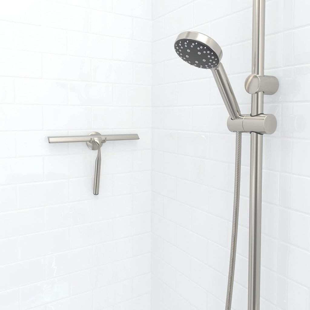 Better Living Deluxe XL Shower Squeegee, 12” Blade, Brushed Nickel