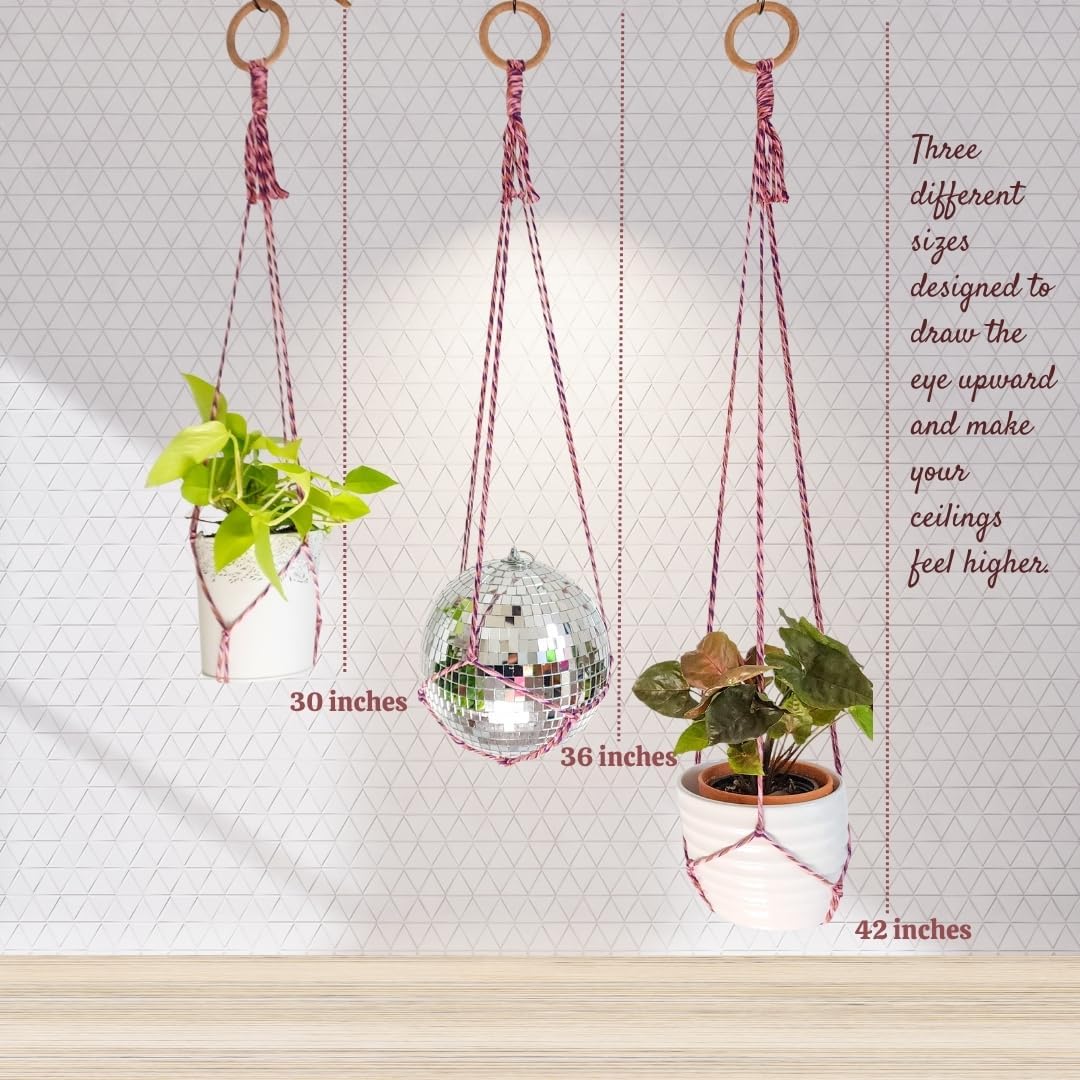 Set of 3 Macrame plant hanger for pots 4-10” live plants indoor and outdoor decor hanging plant holder Boho décor Plant stand Indoor plant shelf for Hanging planter for plant pots (Enchanted Garden)