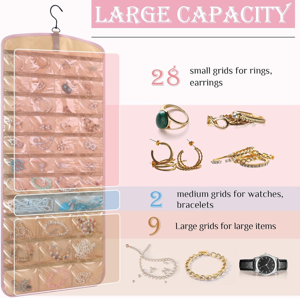 2 Pack Hanging Jewelry Organizer Necklace Hooks, Pink