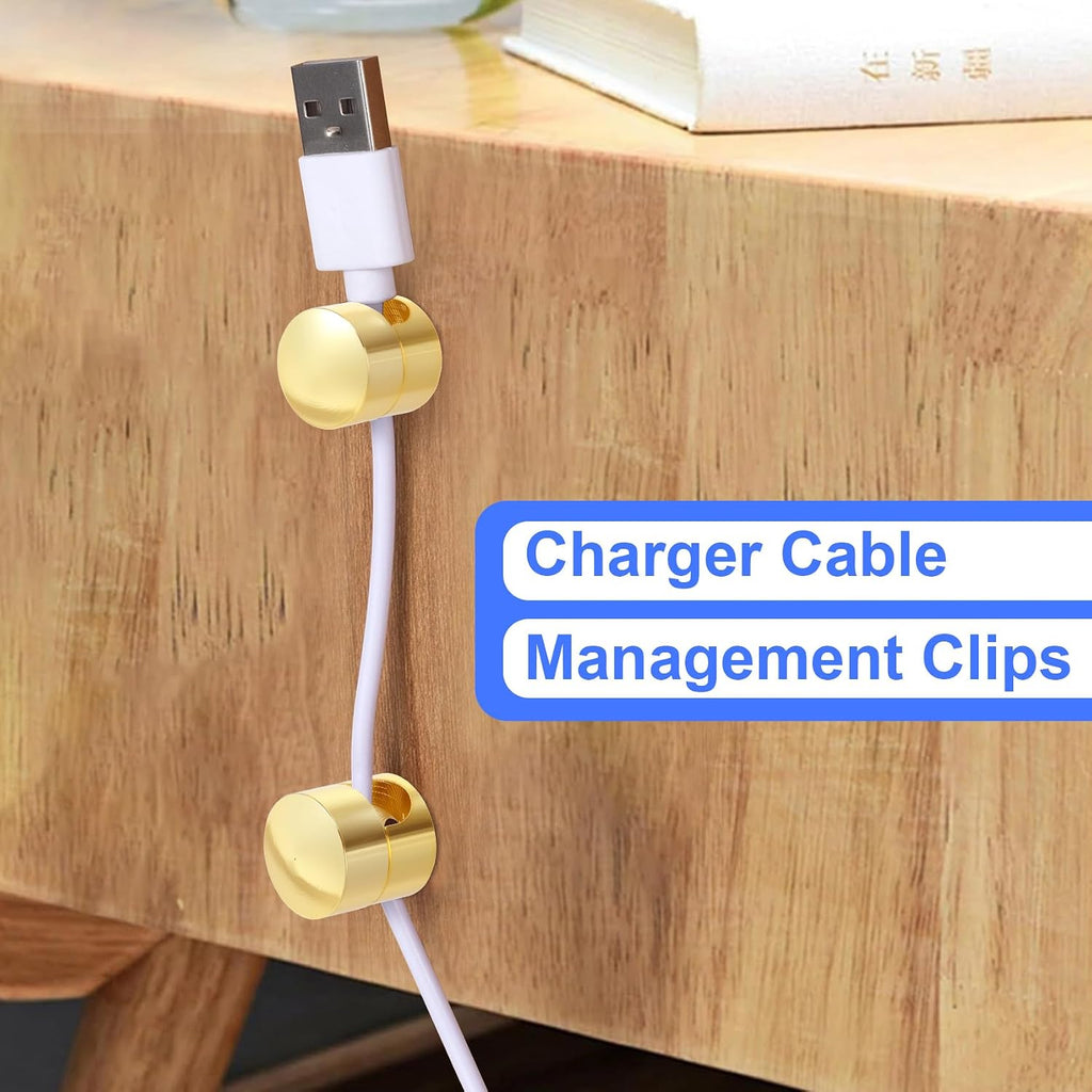 SmallCat 10 Sets Charger Holders for Cords, Metal Cord Holder -Gold