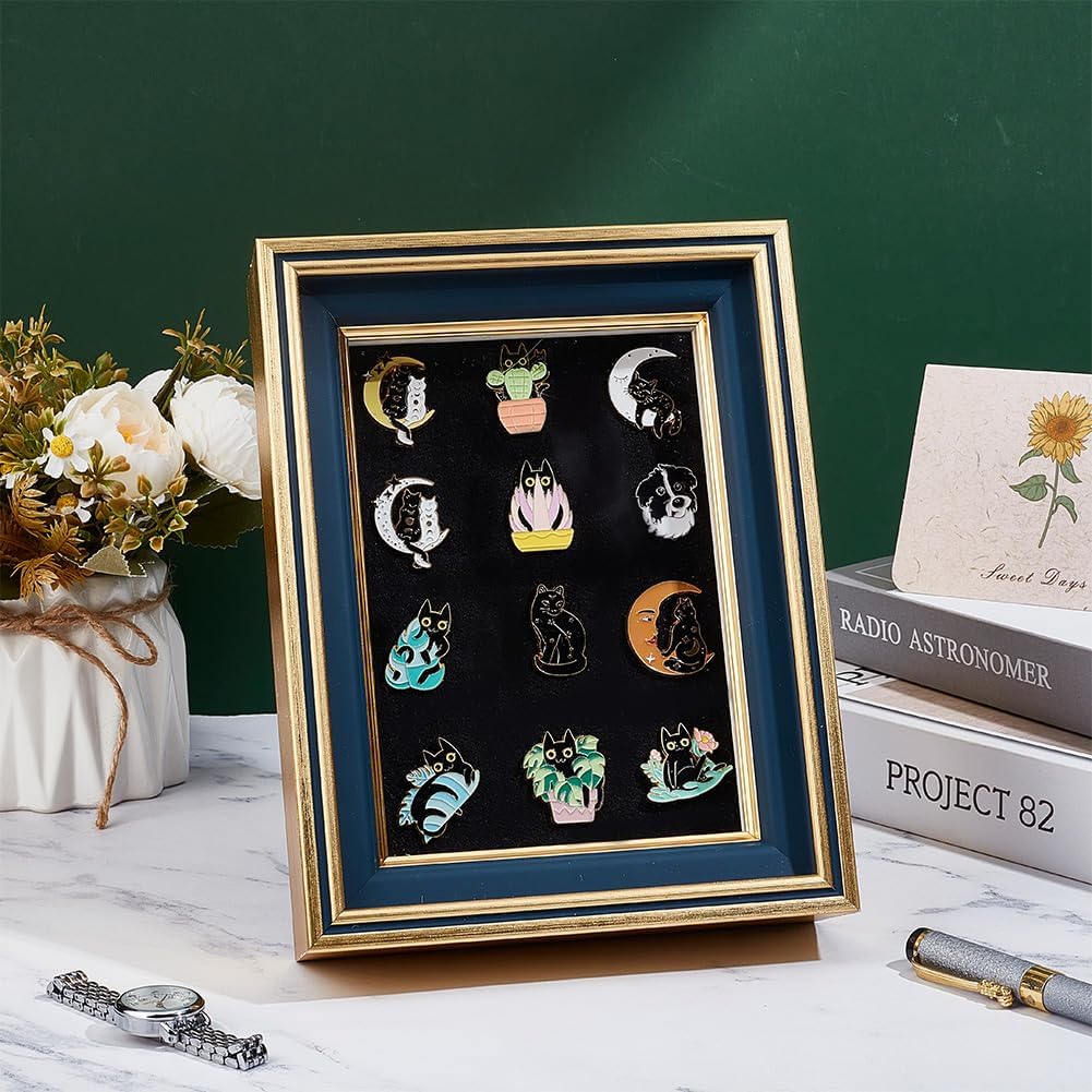 OLYCRAFT Gold Pin Display Shadow Box 6.7x2x8.7 Inch Pin Collection Display Frame with Clear Window Medal Display Shadow Box Enamel Pin Display Frame for Military Medals Jewelry Pin Collectibles