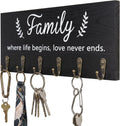 AHYS Key Holder Wall Mount Wooden Key Hanger with 6 Metal Hooks Rustic Family Wall Decor for Farmhouse Home Entryway Hallway Living Room Office Decorations - Black
