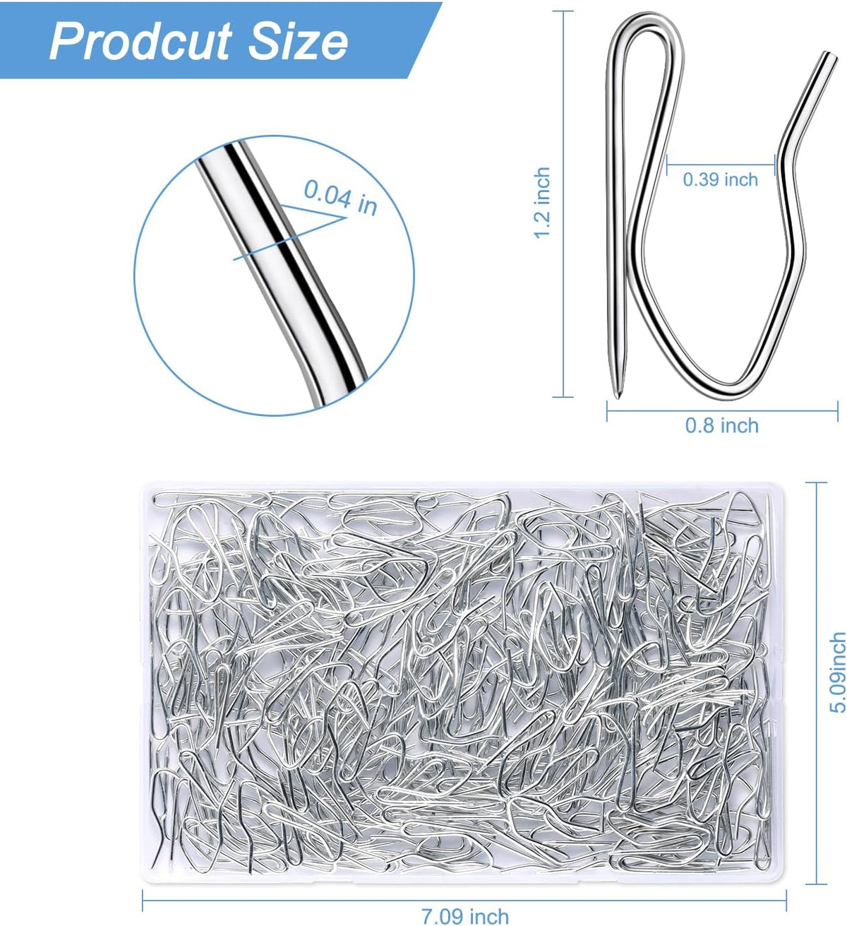 Sopito 200Pcs Curtain Hooks for Door Window Shower Curtain, Silver White